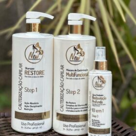 Kit Profissional Cauterização (Shampoo 1L, Máscara 1kg e Spray Finalizador 200ml)